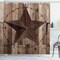 Ambesonne Rustic Shower Curtain, Wooden Background Pattern with a Weathered Star Figure Image, Cloth Fabric Bathroom Decor Set with Hooks, 69" W x 70" L, Brown Dark Grey